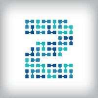 Networking connection number 2 logo. Creative communication blue tone graphics. Media, digital and technology company. vector