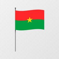 burkina faso nacional bandera en asta de bandera. ilustración. vector