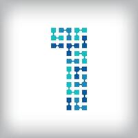 Networking connection number 1 logo. Creative communication blue tone graphics. Media, digital and technology company. vector
