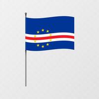 Cape Verde national flag on flagpole. illustration. vector