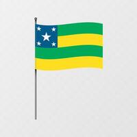 Sergipe flag on flagpole. illustration. vector