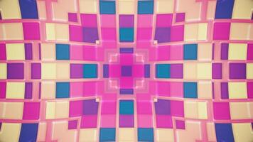 Colorful vibrant shiny background with a gently moving mosaic pattern of glossy plastic geometric shapes. This trendy multicolored background animation is full HD and looping. video