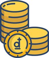 Dong coin linear color illustration vector