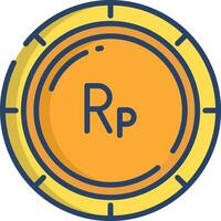 Indonesian Rupiah coin linear color illustration vector