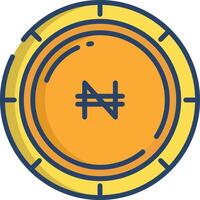 Naira coin linear color illustration vector