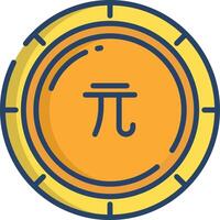 Renminbi coin linear color illustration vector
