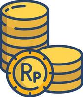 Indonesian Rupiah coin linear color illustration vector