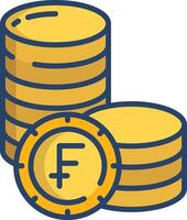 Swiss Franc coin linear color illustration vector