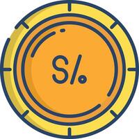 Peru coin linear color illustration vector
