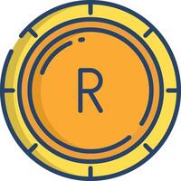 Rand coin linear color illustration vector