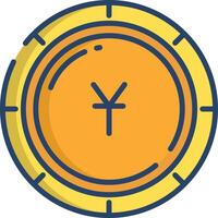 Yuan coin linear color illustration vector