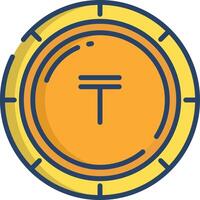 Tenge coin linear color illustration vector