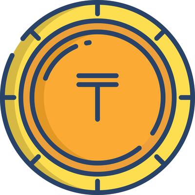 Tenge coin linear color illustration