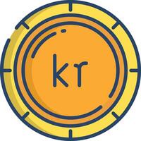 Krone coin linear color illustration vector