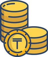 Tenge coin linear color illustration vector