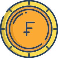 Swiss Franc coin linear color illustration vector