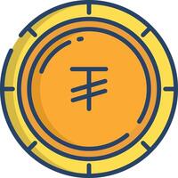 Tugrik coin linear color illustration vector