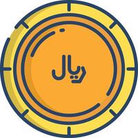 Riyal coin linear color illustration vector