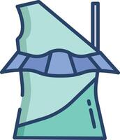 One Shoulder Top linear color illustration vector