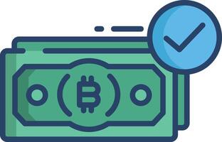Crypto accepted linear color illustration vector