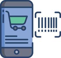 Mobile bar code scan linear color illustration vector
