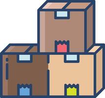 Boxes linear color illustration vector