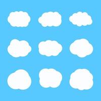 Cloud set. Clouds isolated on blue sky collection. White clouds isolated on light blue background. Flat design. vector