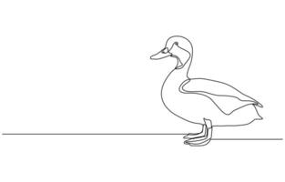duck Continuous single one line art drawing vector