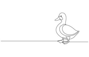 duck Continuous single one line art drawing vector