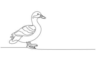 Pato continuo soltero uno línea Arte dibujo vector