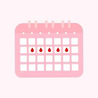 linda elemento calendario planificador para menstrual crítico días. Lista de Verificación calendario para intensidad menstruación ciclo. mujer período marca sangre. ilustración plano estilo. vector