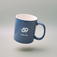 Logo mockup editable design on navy blue coffee cup psd