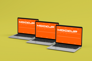 3d device multiple mockup laptop with minimal background psd