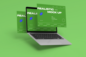 Laptop Mockup With Realistic and Multiple Screen psd