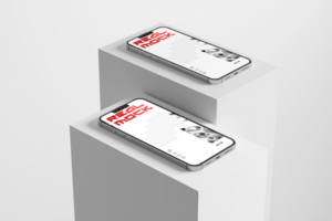 Handy, Mobiltelefon Attrappe, Lehrmodell, Simulation mit minimal Hintergrund Design psd