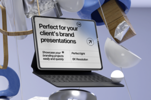 3d attrapp abstrakt läsplatta och tangentbord för professionell branding psd