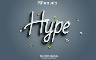 hype text effect, font editable, typography, 3d text psd