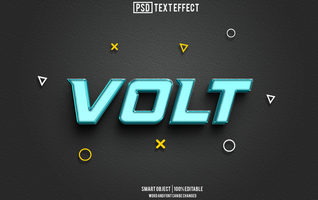 volt text effect, font editable, typography, 3d text psd