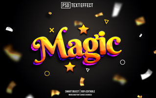 Magia testo effetto, font modificabile, tipografia, 3d testo psd