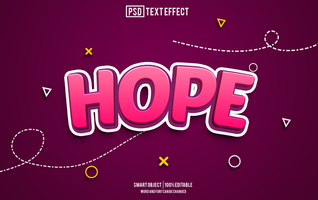 hope text effect, font editable, typography, 3d text psd