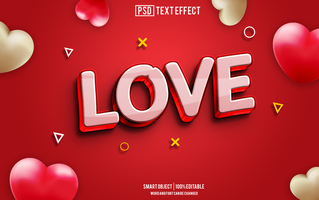 love text effect, font editable, typography, 3d text psd