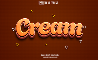 crema testo effetto, font modificabile, tipografia, 3d testo psd