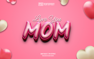 mom text effect, font editable, typography, 3d text psd