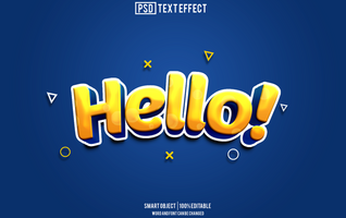hello text effect, font editable, typography, 3d text psd