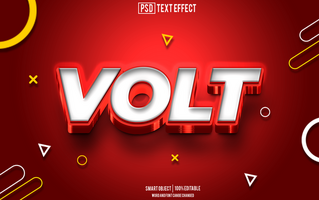 volt text effect, font editable, typography, 3d text psd