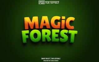 magia bosque texto efecto, fuente editable, tipografía, 3d texto psd