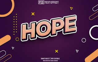 hope text effect, font editable, typography, 3d text psd