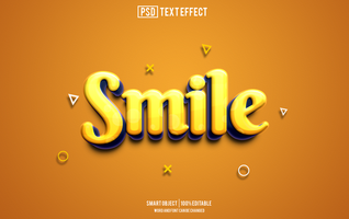 smile text effect, font editable, typography, 3d text psd