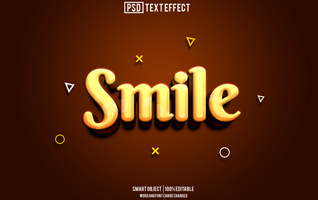 smile text effect, font editable, typography, 3d text psd
