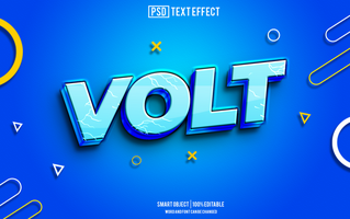 volt text effect, font editable, typography, 3d text psd